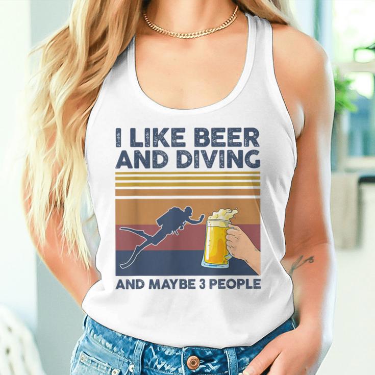 I Like Beer And Diving And Maybe 3 People 面白いギフト レディースタンクトップ 彼女への贈り物