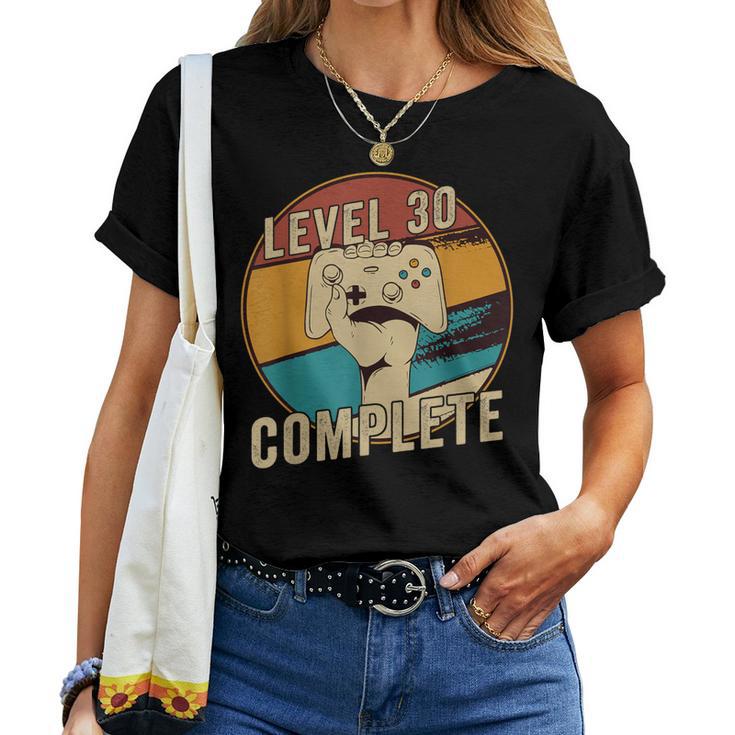 30歳の誕生日プレゼント 男性 女性 レトロゲーマー レベル30 コンプリート レディースTシャツ