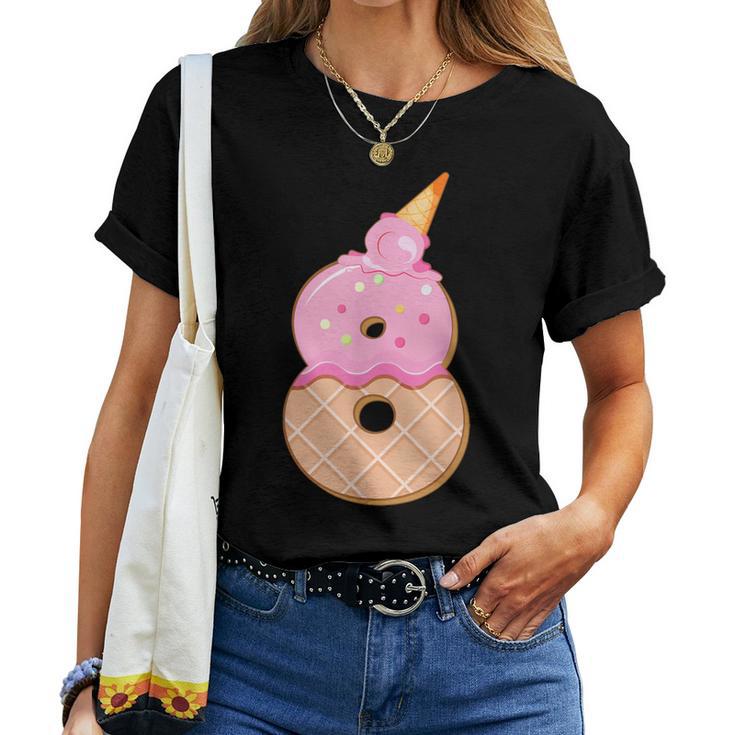 8歳の誕生日、女の子8歳、アイスクリーム、ナンバー8 レディースTシャツ