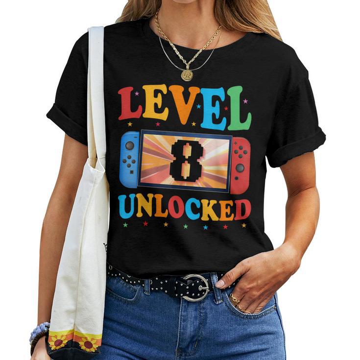 Awesome Level 8 Unlocked 8Th Birthday Boy Girlideo Gamer レディースTシャツ
