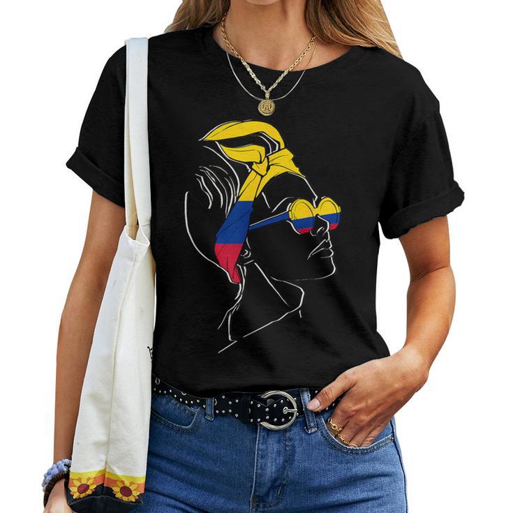 Colombia Bandera Pañuelo Pelo Orgullo Colombiano Camiseta de mujer