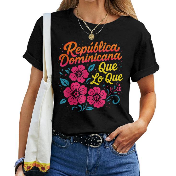 República Dominicana Qué Lo Que ドミニカ共和国 花 レディースTシャツ