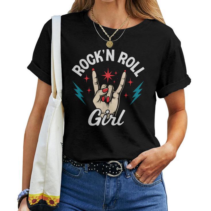 Rock'n Roll Girl Plaque Rock On Hand Cool Punk Rock T-shirt femme