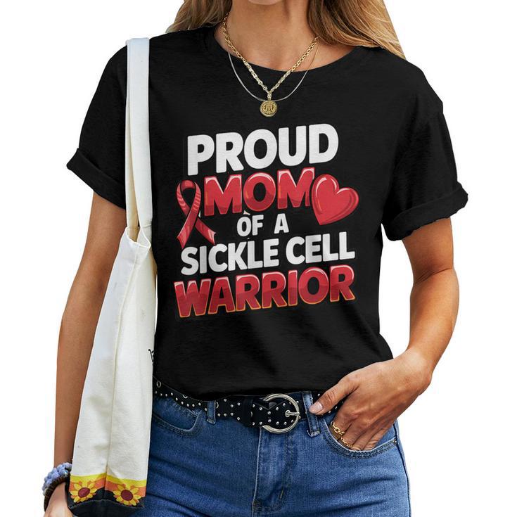Sickle Cell Warrior Awareness Proud Mom Burgundy Ribbon Women T-shirt