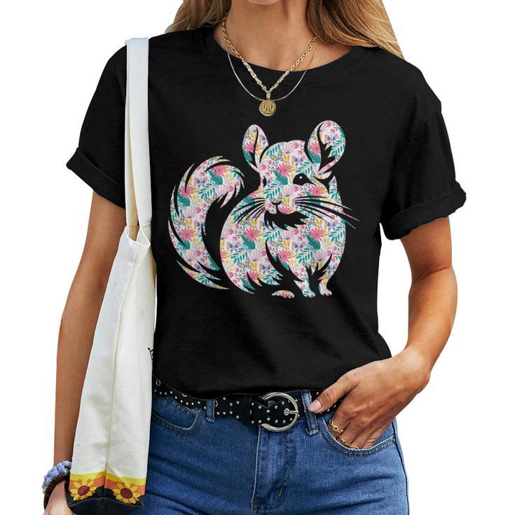 かわいいチンチラ花柄チンチラ 長袖tシャツ レディースTシャツ