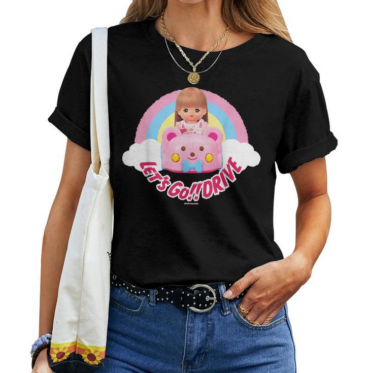 メルちゃん くまさんカーでlet's Go Drive  〜Under The Rainbow〜【片面プリント】 レディースTシャツ