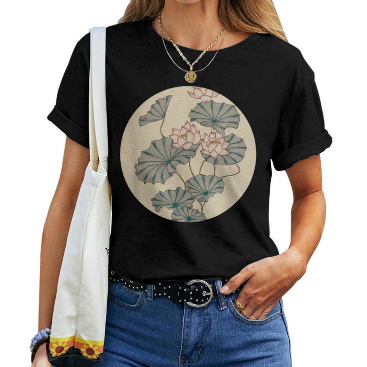 蓮の花 浮世絵 日本風アート レディースTシャツ