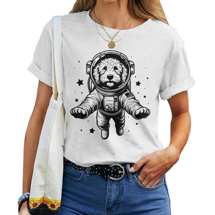 Dog Dad Mompace 宇宙飛行士ゴールデンドゥードル レディースTシャツ