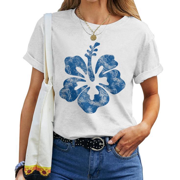 Flor De Hibisco Gráfico Floral In Mangas Camiseta de mujer
