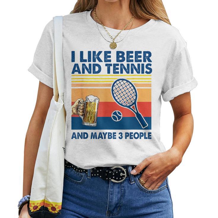 I Like Beer And Tennis Maybe 3 People ビンテージ レディースTシャツ