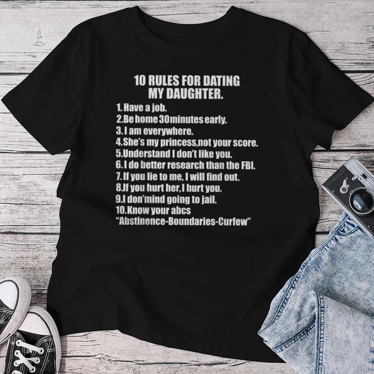10 Rules Dating My Daughter 過保護 お父さん 保護 レディースTシャツ 面白い贈り物
