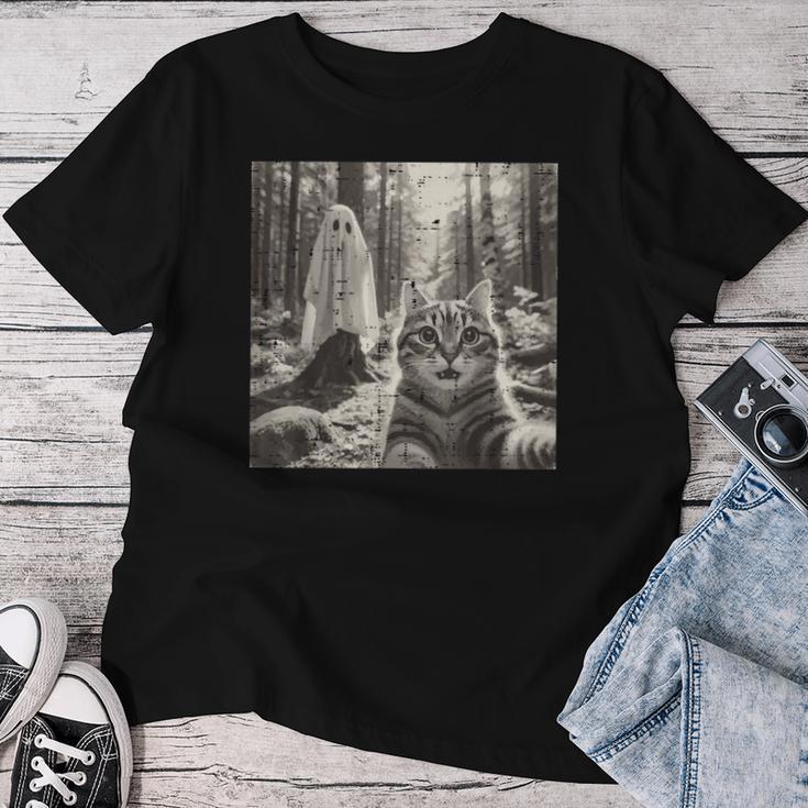 Halloween Tabby Cat Ghost Sheet Selfie Costume Kid Women T-shirt Funny Gifts