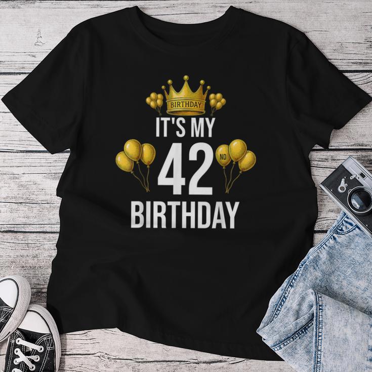 It's My 42歳の誕生日パーティー 42歳の誕生日 男性 女性 レディースTシャツ 面白い贈り物