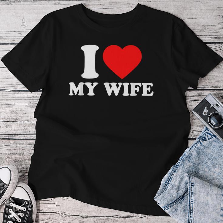 I Love My Wife I Heart My Wifealentines Day レディースTシャツ 面白い贈り物