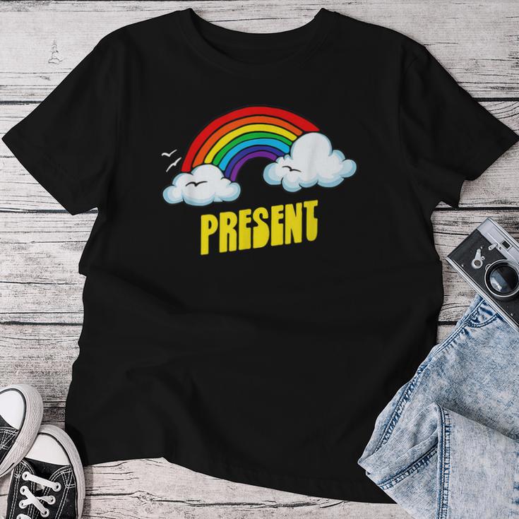 Present Cute arcastic Retrointage Rainbow レディースTシャツ 面白い贈り物