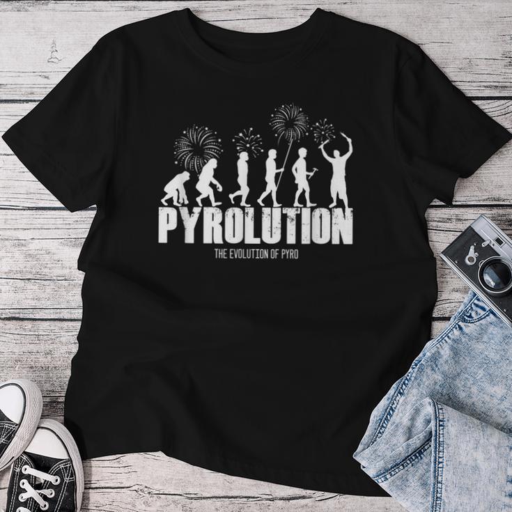 パイロリューション パイロ 花火 花火師 レディースTシャツ 面白い贈り物