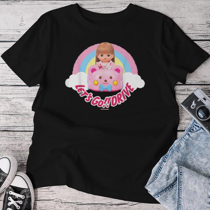 メルちゃん くまさんカーでlet's Go Drive 〜Under The Rainbow〜【片面プリント】 レディースTシャツ 面白い贈り物