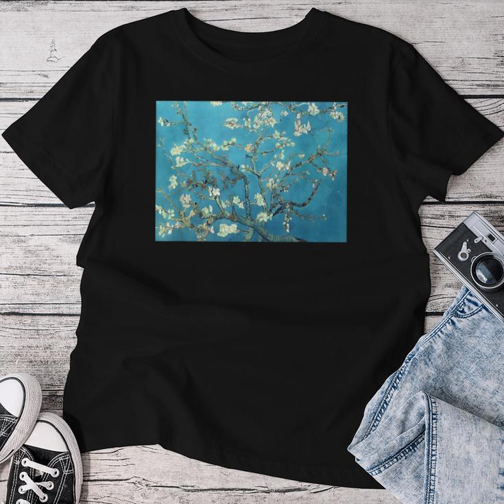 ヴィンセント・ファン・ゴッホ作「アーモンドの花の枝」1890 レディースTシャツ 面白い贈り物