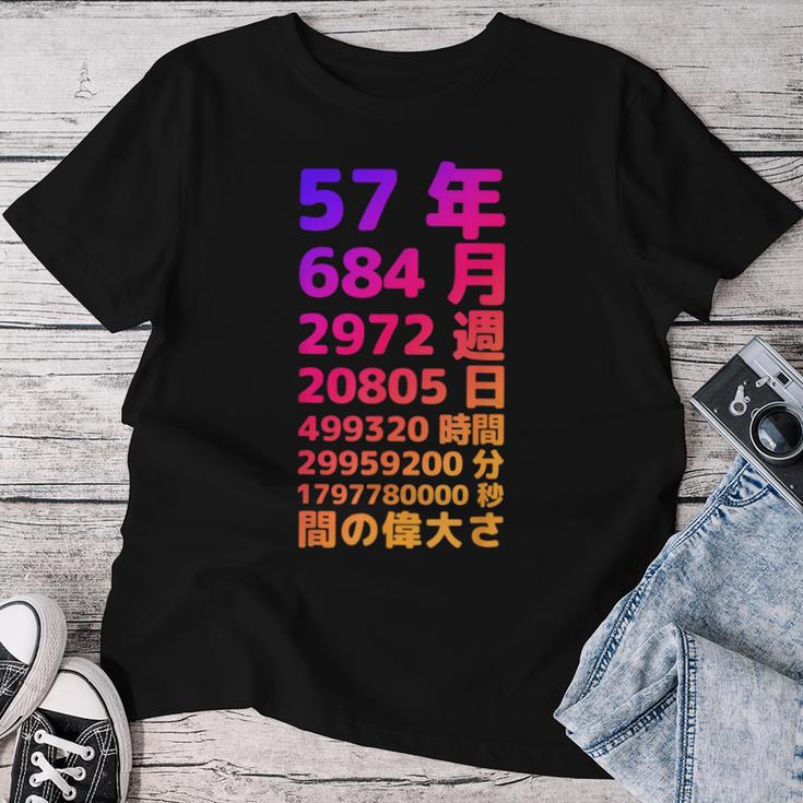 面白い57歳の誕生日の古いメーター 面白い57歳のギフト 女性 男性 面白い電卓 57歳の誕生日のギフト レディースTシャツ 面白い贈り物