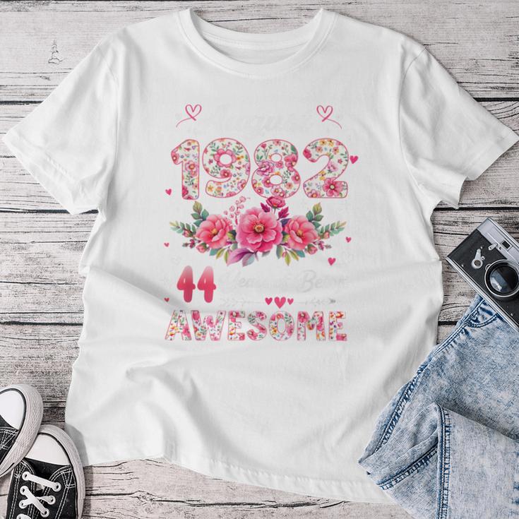 44歳 1982年8月 花柄 44歳 誕生日 男性 女性 レディースTシャツ 面白い贈り物