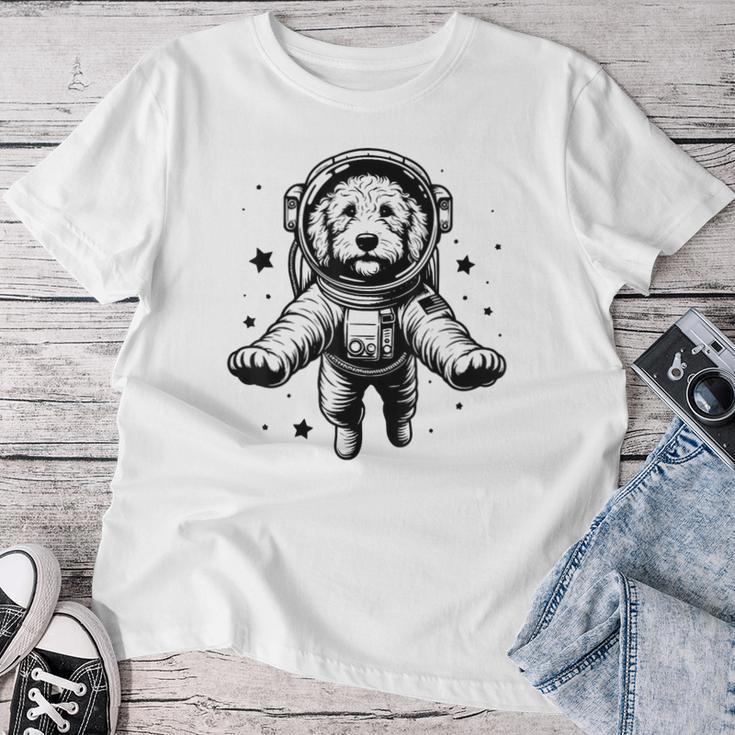 Dog Dad Mompace 宇宙飛行士ゴールデンドゥードル レディースTシャツ 面白い贈り物