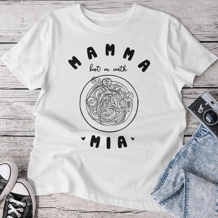 Mamma Mia Best Mum Ever スパゲッティ イタリアンヌードルラブ レディースTシャツ 面白い贈り物
