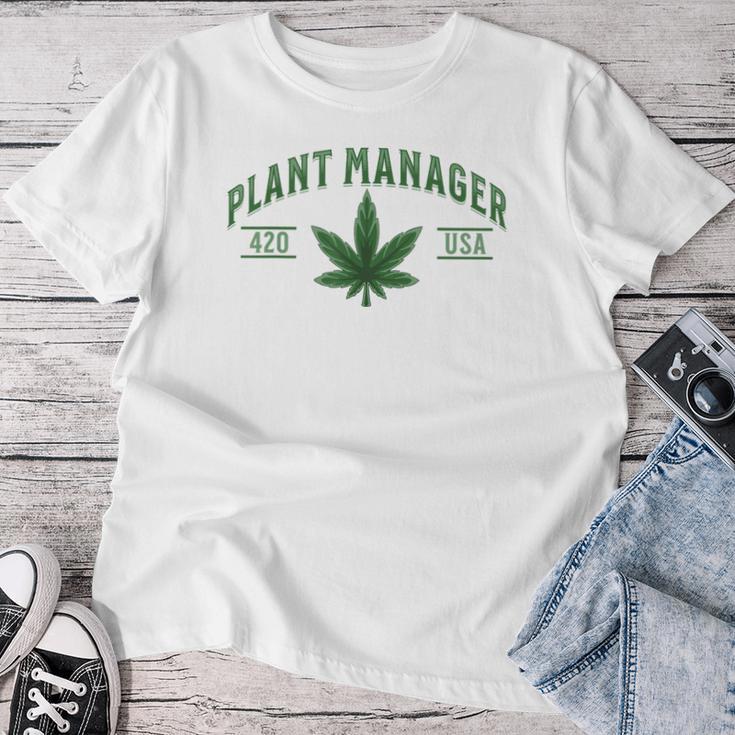 Plant Manager ウィードリーフ カンナビスポット マリファナ Usa レディースTシャツ 面白い贈り物