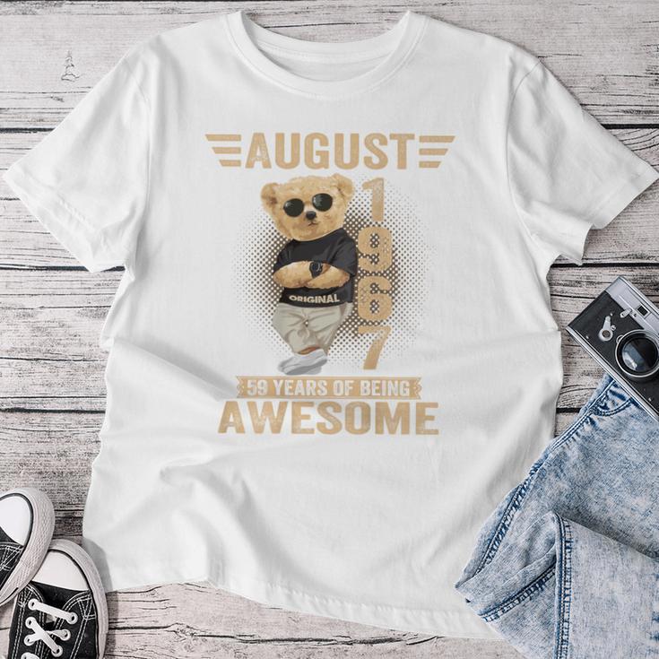 オンバック 8月59日 誕生日 男性 女性 1967年 テディベア レディースTシャツ 面白い贈り物