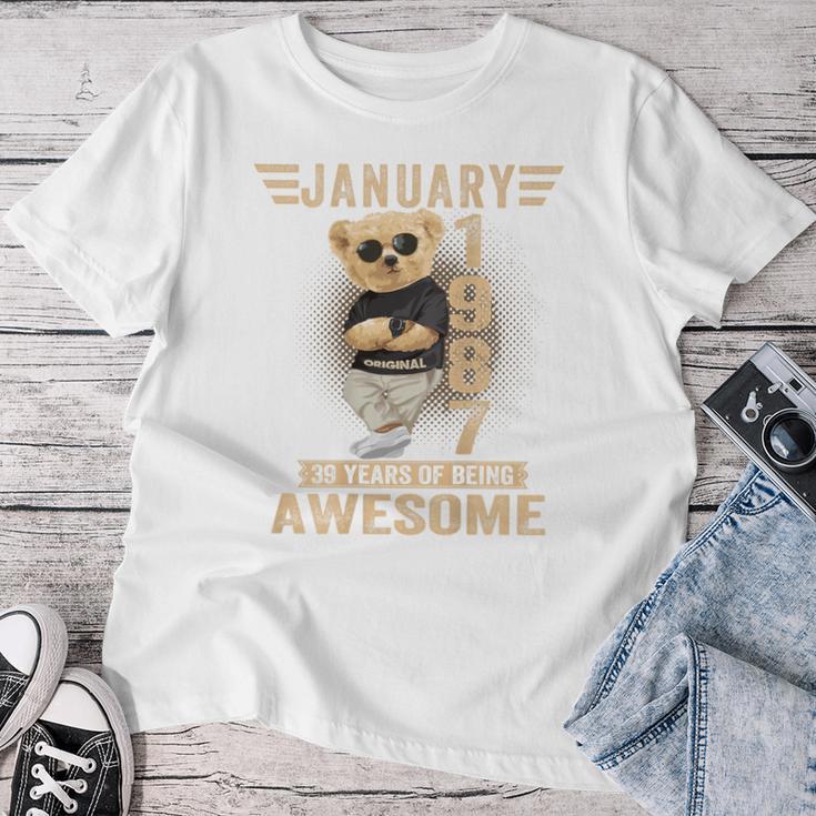 裏面1月39日 誕生日 男性 女性 1987年 テディベア レディースTシャツ 面白い贈り物