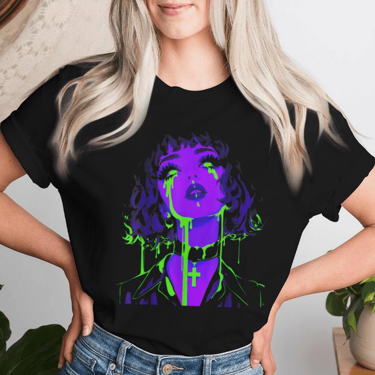 Cybergoth Cybercore Grunge Punk Goth Girl Alt Anime Manga Camiseta de mujer Regalos para ella