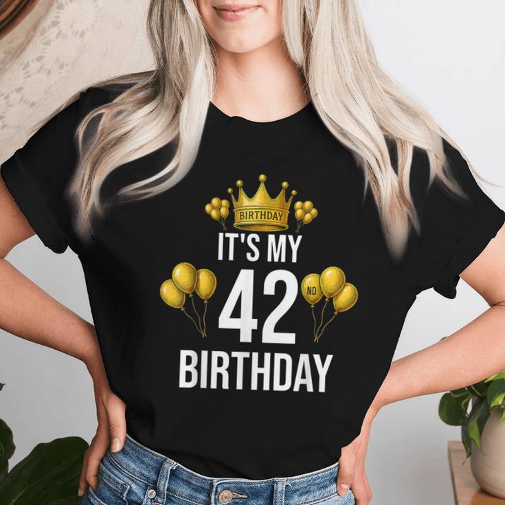 It's My 42歳の誕生日パーティー 42歳の誕生日 男性 女性 レディースTシャツ 彼女への贈り物