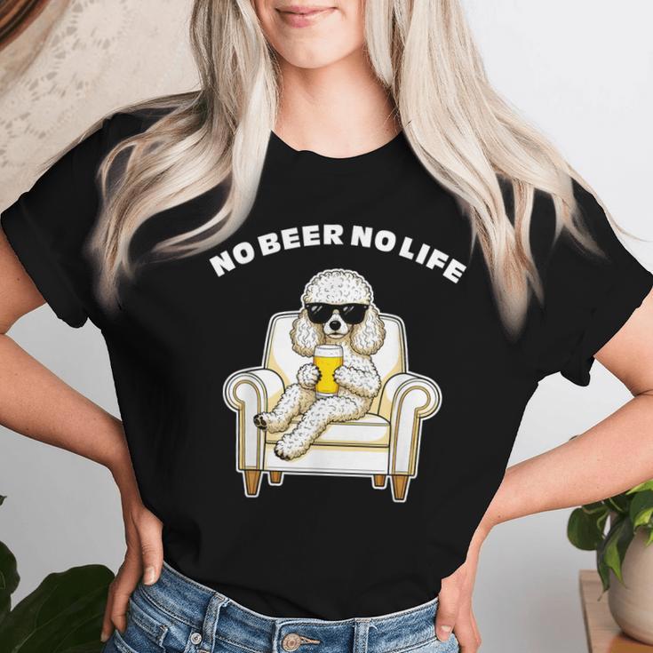 No Beer No Life トイプードル グッズ ビール 酒 犬 おもしろ 面白い ネタ 笑える 飲み会 レディースTシャツ 彼女への贈り物