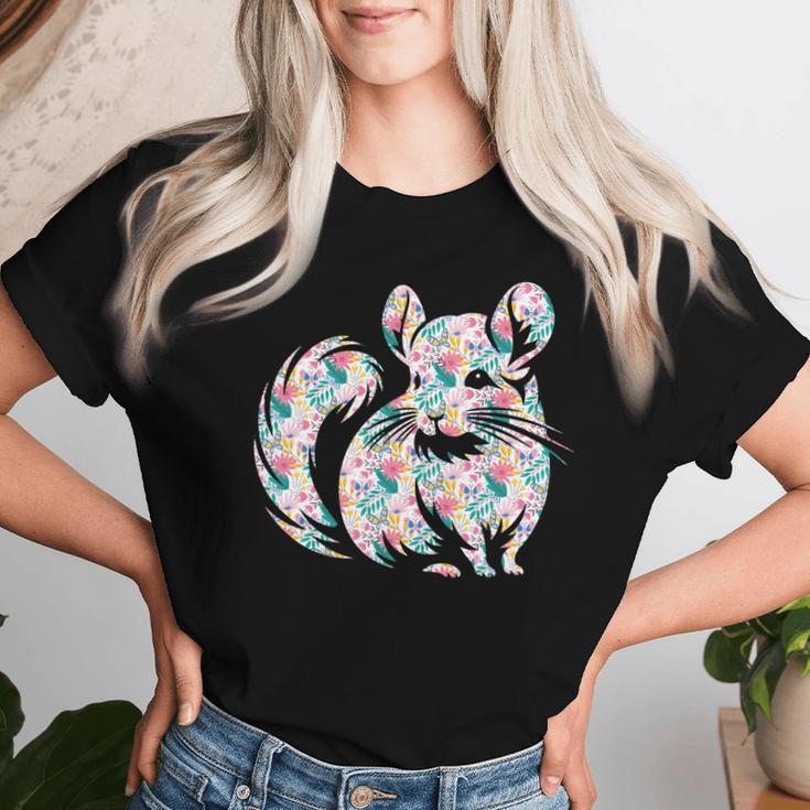 かわいいチンチラ花柄チンチラ 長袖tシャツ レディースTシャツ 彼女への贈り物