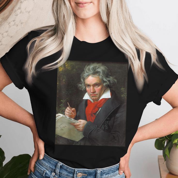ベートーベン 肖像画【作曲家】ルートヴィヒ・ヴァン・ベートーヴェン Beethoven クラシック 音楽家 レディースTシャツ 彼女への贈り物