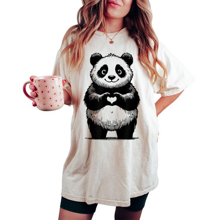 I Love Pandas 面白い、パンダが大好き レディースオーバーサイズコンフォートTシャツ