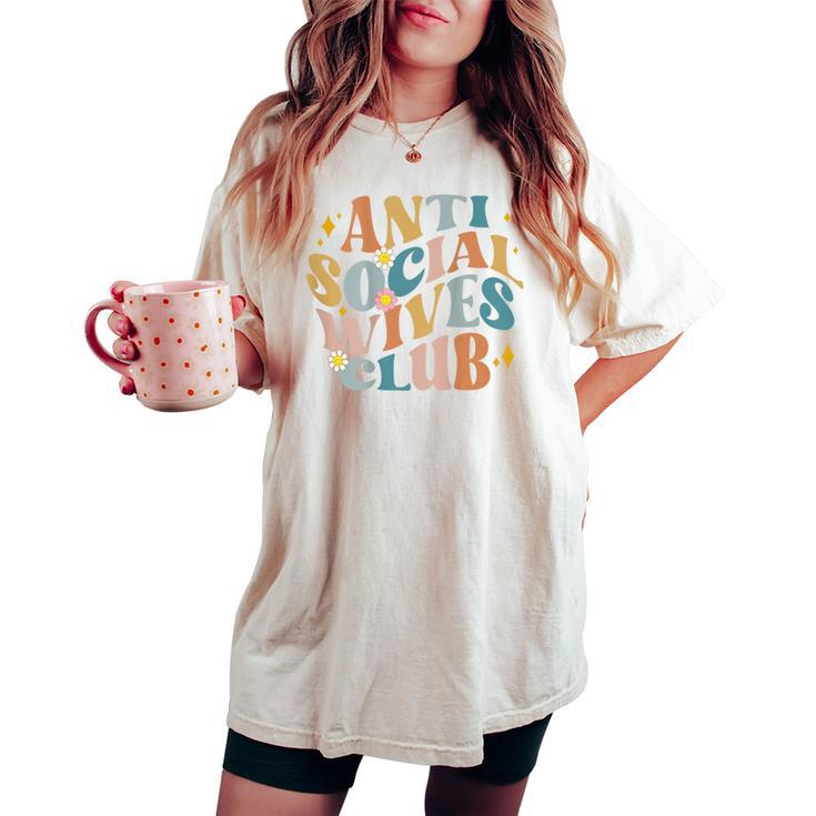 Divertido Antiocial Esposas Club Groovy Divertido Mamá Camiseta extragrande cómoda para mujer
