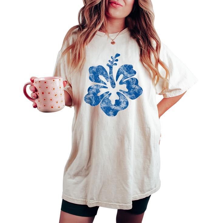 Flor De Hibisco Gráfico Floral In Mangas Camiseta extragrande cómoda para mujer
