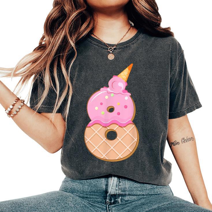 8歳の誕生日、女の子8歳、アイスクリーム、ナンバー8 レディースオーバーサイズコンフォートTシャツ