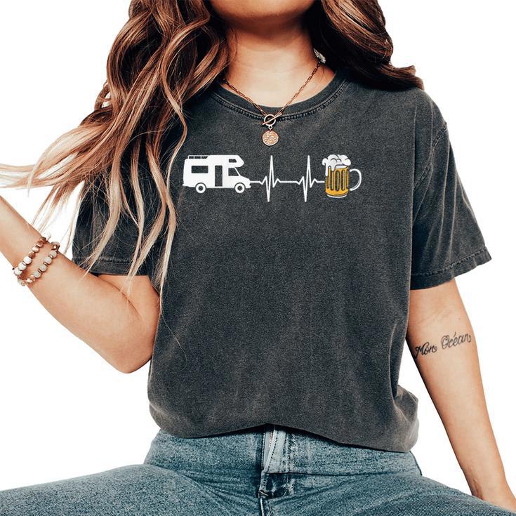 Camping Autocaravana Cerveza Camper Cuello Camiseta extragrande cómoda para mujer