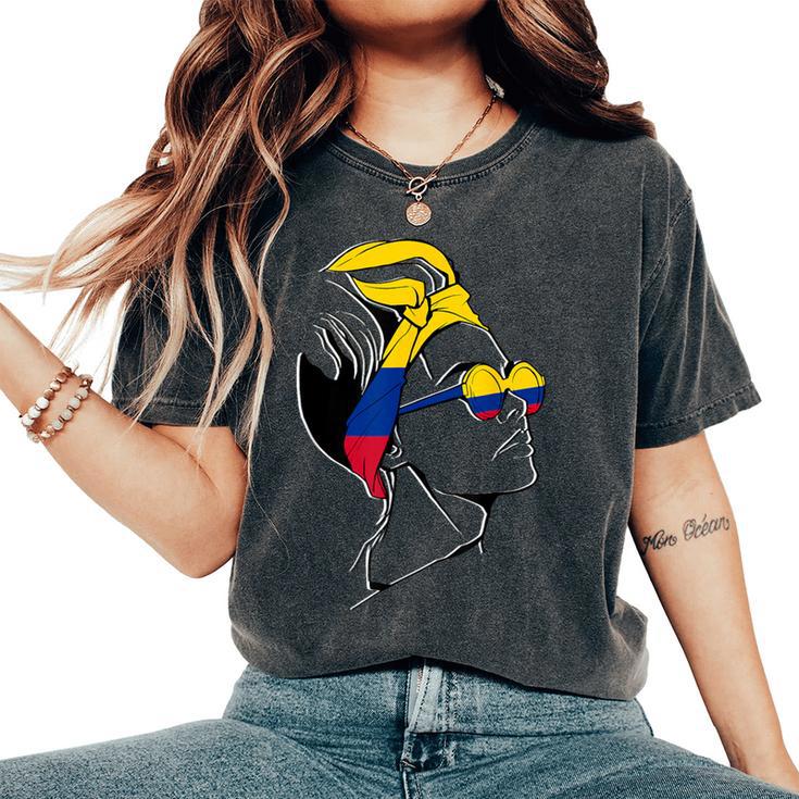 Colombia Bandera Pañuelo Pelo Orgullo Colombiano Camiseta extragrande cómoda para mujer