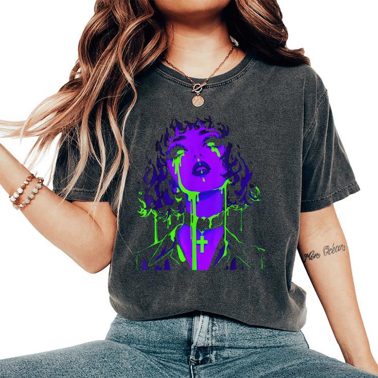 Cybergoth Cybercore Grunge Punk Goth Girl Alt Anime Manga Camiseta extragrande cómoda para mujer