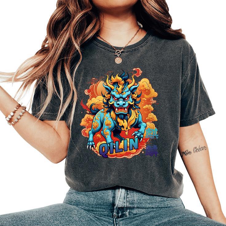 Danse Licorne Chinoise Kung Fu Qilin T-shirt oversize confortable pour femme