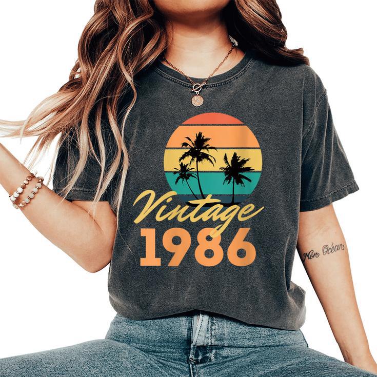 Intage 1986 Nació Cumpleaños Retro Cuello Camiseta extragrande cómoda para mujer