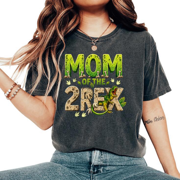 Mom Of The Two Rex Birthday Dinosaur Family Matching Women's Oversized Comfort T-Shirt