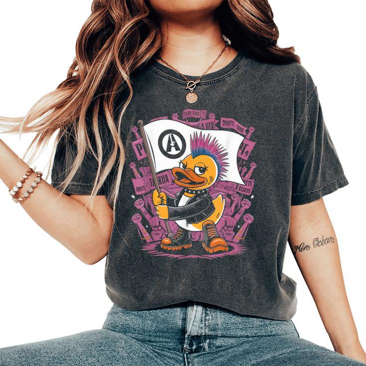 Punk Duck Rock Ducker Anarchy Punker Camiseta extragrande cómoda para mujer