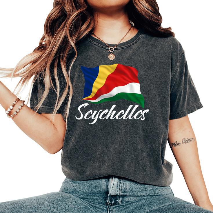 セイシェル 国旗 セイシェル アフリカ 愛国心 男性 女性 キッズ レディースオーバーサイズコンフォートTシャツ