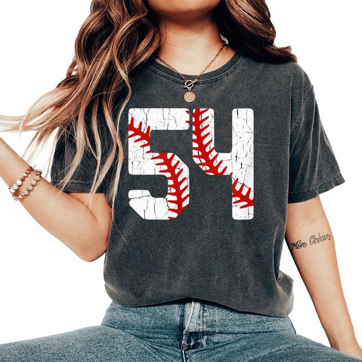 野球選手 ジャージ 番号54 54 Proud Baseball Mom Dad レディースオーバーサイズコンフォートTシャツ 野球選手 ジャージ 番号54 54 Proud Baseball Mom Dad レディースオーバーサイズコンフォートTシャツ