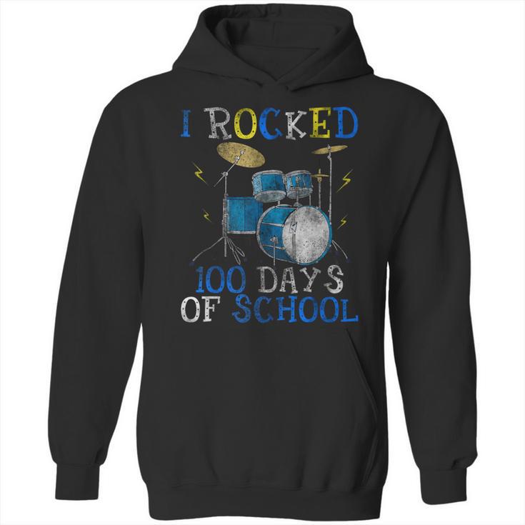 100th Day Of School T Shirt Happy 100 Days Drum Kit Music Unisex Hoodie