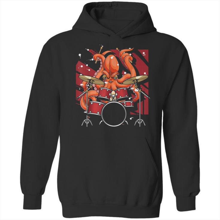 Animal Octopus Musician Drum Kit Octopus Drummer Unisex Hoodie