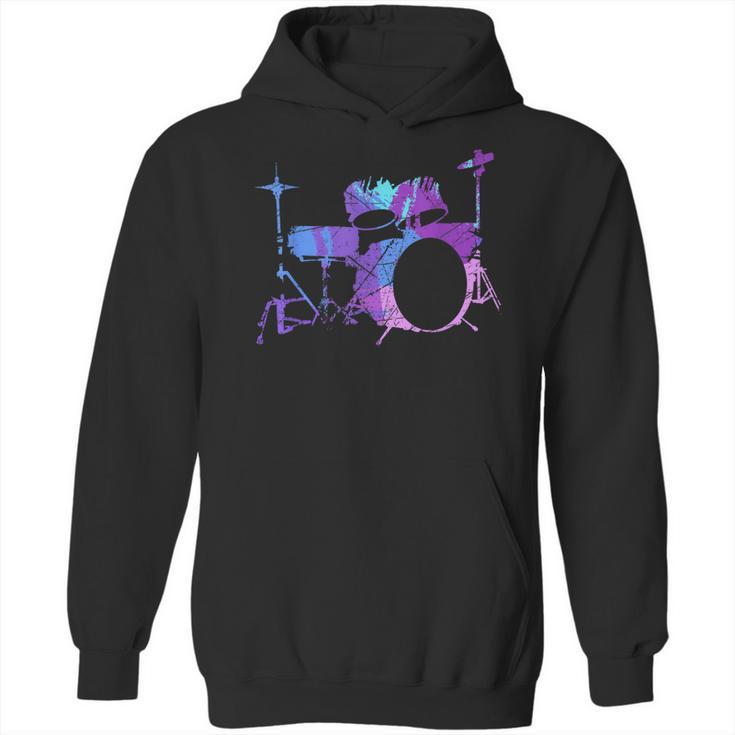 Cool Drum Kit Percussion Vintage Retro Drummer Costume Unisex Hoodie